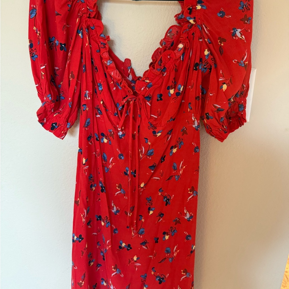 Vici Red Floral Long Sleeve Dress